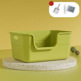 Maxbell Open Litter Box Cats Toilet with Hollow Handles Easy to Clean for Indoor Cats green