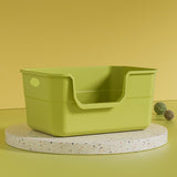 Maxbell Open Litter Box Cats Toilet with Hollow Handles Easy to Clean for Indoor Cats green