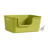 Maxbell Open Litter Box Cats Toilet with Hollow Handles Easy to Clean for Indoor Cats green