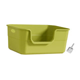 Maxbell Open Litter Box Cats Toilet with Hollow Handles Easy to Clean for Indoor Cats green