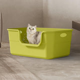 Maxbell Open Litter Box Cats Toilet with Hollow Handles Easy to Clean for Indoor Cats green