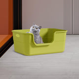 Maxbell Open Litter Box Cats Toilet with Hollow Handles Easy to Clean for Indoor Cats green