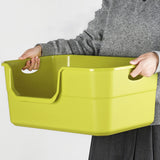 Maxbell Open Litter Box Cats Toilet with Hollow Handles Easy to Clean for Indoor Cats green