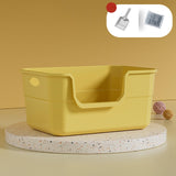 Maxbell Open Litter Box Cats Toilet with Hollow Handles Easy to Clean for Indoor Cats yellow