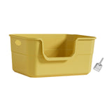 Maxbell Open Litter Box Cats Toilet with Hollow Handles Easy to Clean for Indoor Cats yellow