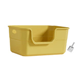 Maxbell Open Litter Box Cats Toilet with Hollow Handles Easy to Clean for Indoor Cats yellow