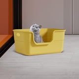 Maxbell Open Litter Box Cats Toilet with Hollow Handles Easy to Clean for Indoor Cats yellow