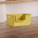 Maxbell Open Litter Box Cats Toilet with Hollow Handles Easy to Clean for Indoor Cats yellow