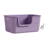 Maxbell Open Litter Box Cats Toilet with Hollow Handles Easy to Clean for Indoor Cats purple