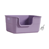 Maxbell Open Litter Box Cats Toilet with Hollow Handles Easy to Clean for Indoor Cats purple