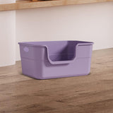 Maxbell Open Litter Box Cats Toilet with Hollow Handles Easy to Clean for Indoor Cats purple