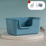 Maxbell Open Litter Box Cats Toilet with Hollow Handles Easy to Clean for Indoor Cats blue