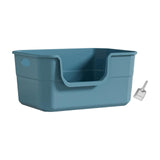 Maxbell Open Litter Box Cats Toilet with Hollow Handles Easy to Clean for Indoor Cats blue