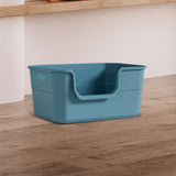 Maxbell Open Litter Box Cats Toilet with Hollow Handles Easy to Clean for Indoor Cats blue