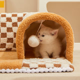 Maxbell Cat Tunnel Bed with Hanging Balls Interactive for Bunny Indoor Small Animals Coffee