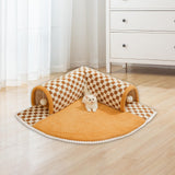Maxbell Cat Tunnel Bed with Hanging Balls Interactive for Bunny Indoor Small Animals Coffee