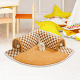Maxbell Cat Tunnel Bed with Hanging Balls Interactive for Bunny Indoor Small Animals Coffee