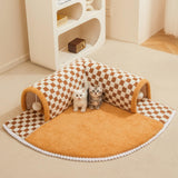 Maxbell Cat Tunnel Bed with Hanging Balls Interactive for Bunny Indoor Small Animals Coffee