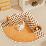 Maxbell Cat Tunnel Bed with Hanging Balls Interactive for Bunny Indoor Small Animals Coffee