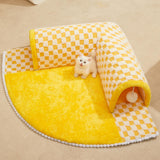 Maxbell Cat Tunnel Bed with Hanging Balls Interactive for Bunny Indoor Small Animals Yellow