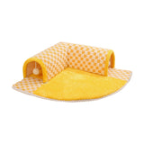 Maxbell Cat Tunnel Bed with Hanging Balls Interactive for Bunny Indoor Small Animals Yellow