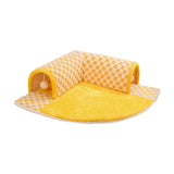 Maxbell Cat Tunnel Bed with Hanging Balls Interactive for Bunny Indoor Small Animals Yellow