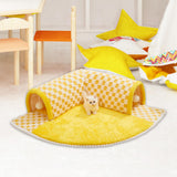 Maxbell Cat Tunnel Bed with Hanging Balls Interactive for Bunny Indoor Small Animals Yellow