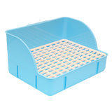 Maxbell Rabbit Litter Box Pee Pan Tray Pet Toilet for Small Animals Chinchillas Rats blue pp mesh