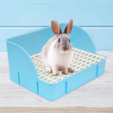 Maxbell Rabbit Litter Box Pee Pan Tray Pet Toilet for Small Animals Chinchillas Rats blue pp mesh