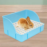Maxbell Rabbit Litter Box Pee Pan Tray Pet Toilet for Small Animals Chinchillas Rats blue pp mesh