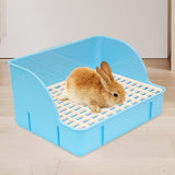 Maxbell Rabbit Litter Box Pee Pan Tray Pet Toilet for Small Animals Chinchillas Rats blue pp mesh