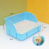 Maxbell Rabbit Litter Box Pee Pan Tray Pet Toilet for Small Animals Chinchillas Rats blue pp mesh