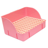Maxbell Rabbit Litter Box Pee Pan Tray Pet Toilet for Small Animals Chinchillas Rats pink pp mesh