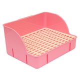 Maxbell Rabbit Litter Box Pee Pan Tray Pet Toilet for Small Animals Chinchillas Rats pink pp mesh