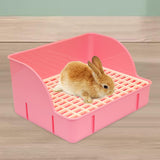 Maxbell Rabbit Litter Box Pee Pan Tray Pet Toilet for Small Animals Chinchillas Rats pink pp mesh
