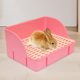 Maxbell Rabbit Litter Box Pee Pan Tray Pet Toilet for Small Animals Chinchillas Rats pink pp mesh