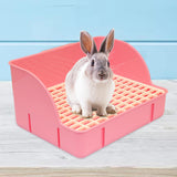 Maxbell Rabbit Litter Box Pee Pan Tray Pet Toilet for Small Animals Chinchillas Rats pink pp mesh