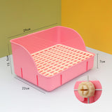 Maxbell Rabbit Litter Box Pee Pan Tray Pet Toilet for Small Animals Chinchillas Rats pink pp mesh