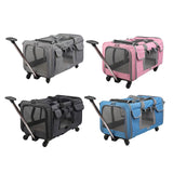 Maxbell Pet Carrier on Wheels with Wheels Rolling Carrier for Kitten Puppy Going Out light grey