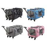 Maxbell Pet Carrier on Wheels with Wheels Rolling Carrier for Kitten Puppy Going Out light grey