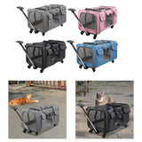 Maxbell Pet Carrier on Wheels with Wheels Rolling Carrier for Kitten Puppy Going Out light grey