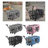 Maxbell Pet Carrier on Wheels with Wheels Rolling Carrier for Kitten Puppy Going Out light grey