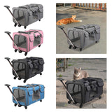 Maxbell Pet Carrier on Wheels with Wheels Rolling Carrier for Kitten Puppy Going Out light grey