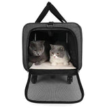 Maxbell Pet Carrier on Wheels with Wheels Rolling Carrier for Kitten Puppy Going Out light grey