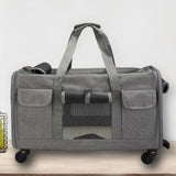 Maxbell Pet Carrier on Wheels with Wheels Rolling Carrier for Kitten Puppy Going Out light grey