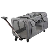Maxbell Pet Carrier on Wheels with Wheels Rolling Carrier for Kitten Puppy Going Out light grey