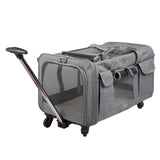 Maxbell Pet Carrier on Wheels with Wheels Rolling Carrier for Kitten Puppy Going Out light grey