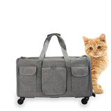 Maxbell Pet Carrier on Wheels with Wheels Rolling Carrier for Kitten Puppy Going Out light grey