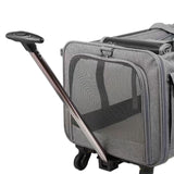Maxbell Pet Carrier on Wheels with Wheels Rolling Carrier for Kitten Puppy Going Out light grey