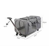 Maxbell Pet Carrier on Wheels with Wheels Rolling Carrier for Kitten Puppy Going Out light grey